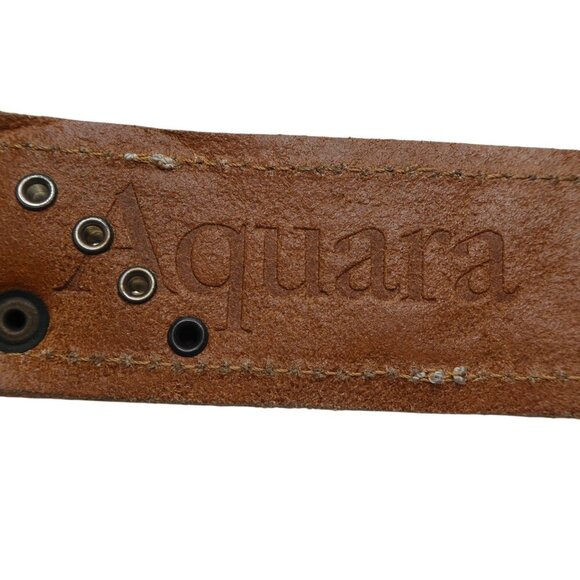 Aquara 3899 Brown Silver Snakeskin Embossed Leather Metal Studded Western Belt - Picture 8 of 10
